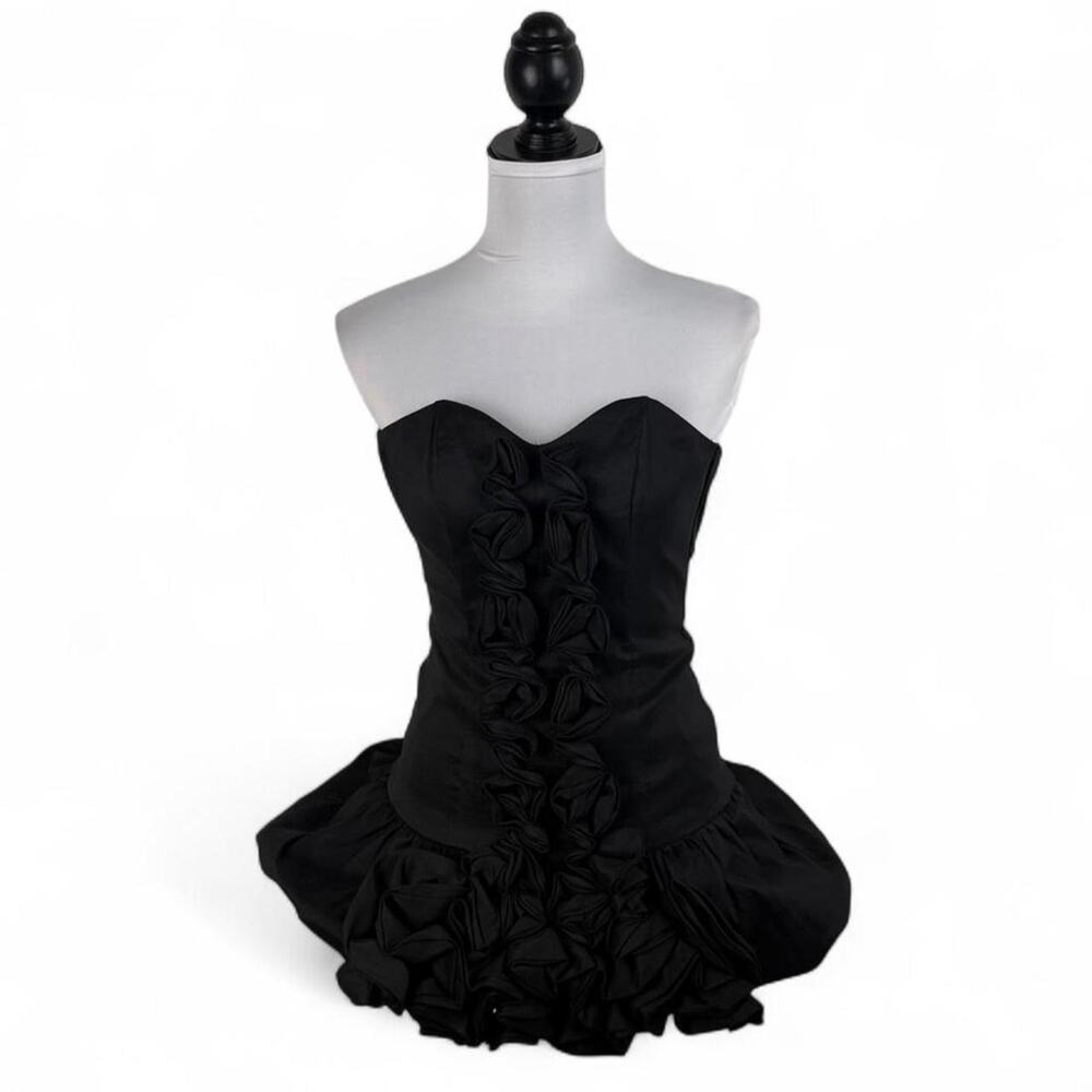 Black ruffle corset dress with